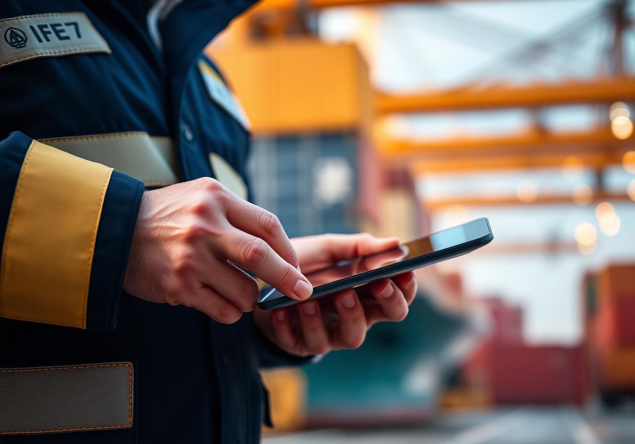 Customs officer using a tablet
